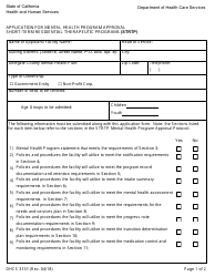 Form DHCS3131 Application for Mental Health Program Approval Short-Term Residential Therapeutic Programs (Strtp) - California