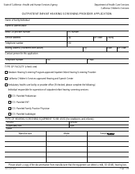 Form DHCS4481 Outpatient Infant Hearing Screening Provider Application - California