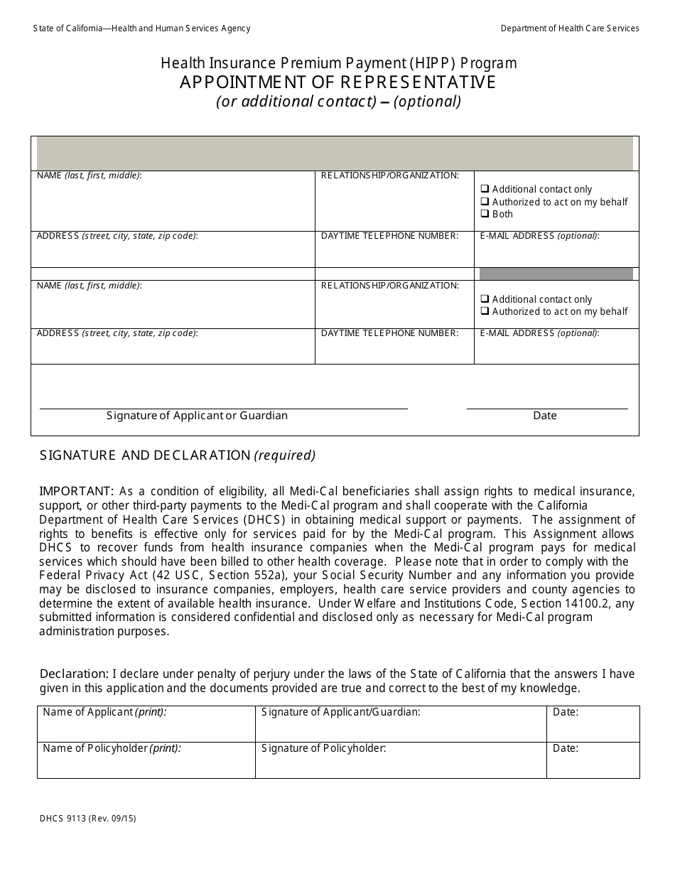 form-dhcs9113-download-printable-pdf-or-fill-online-appointment-of