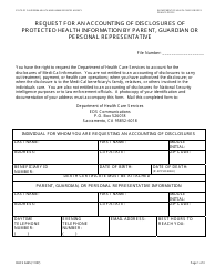 Form DHCS6245 Request for an Accounting of Disclosures of Protected Health Information by Parent, Guardian or Personal Representative - California