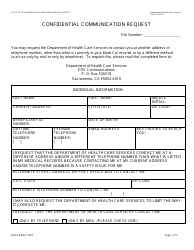 Form DHCS6235 Confidential Communication Request - California