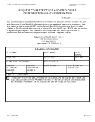 Document preview: Form DHCS6240 Request to Restrict Use and Disclosure of Protected Health Information - California