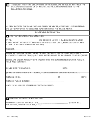 Form DHCS6240 Request to Restrict Use and Disclosure of Protected Health Information - California, Page 2