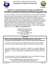 Document preview: Form DHCS6237 Request to Access Protected Health Information by Parent, Guardian or Personal Representative - California