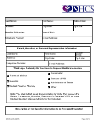 Form DHCS6237 Request to Access Protected Health Information by Parent, Guardian or Personal Representative - California, Page 2