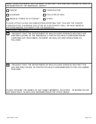 Form DHCS6241 Request to Restrict Use and Disclosure of Protected Health Information by Parent, Guardian or Personal Representative - California, Page 2