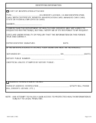 Form DHCS6241 Request to Restrict Use and Disclosure of Protected Health Information by Parent, Guardian or Personal Representative - California, Page 3