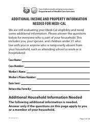 Document preview: Form MC604 IPS AF Additional Income and Property Information Needed for Medi-Cal - California