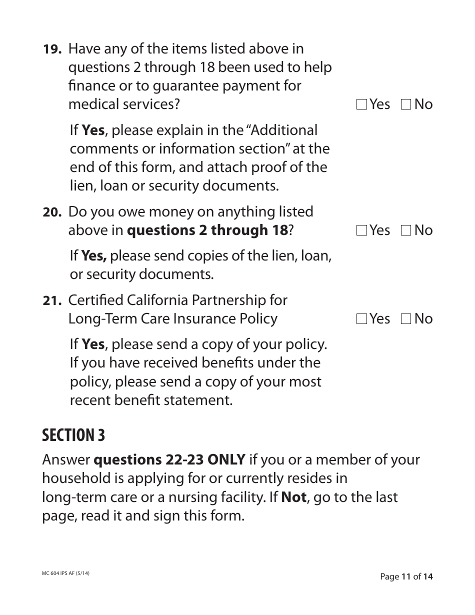 Form MC604 IPS AF Additional Income and Property Information Needed for Medi-Cal - California, Page 11