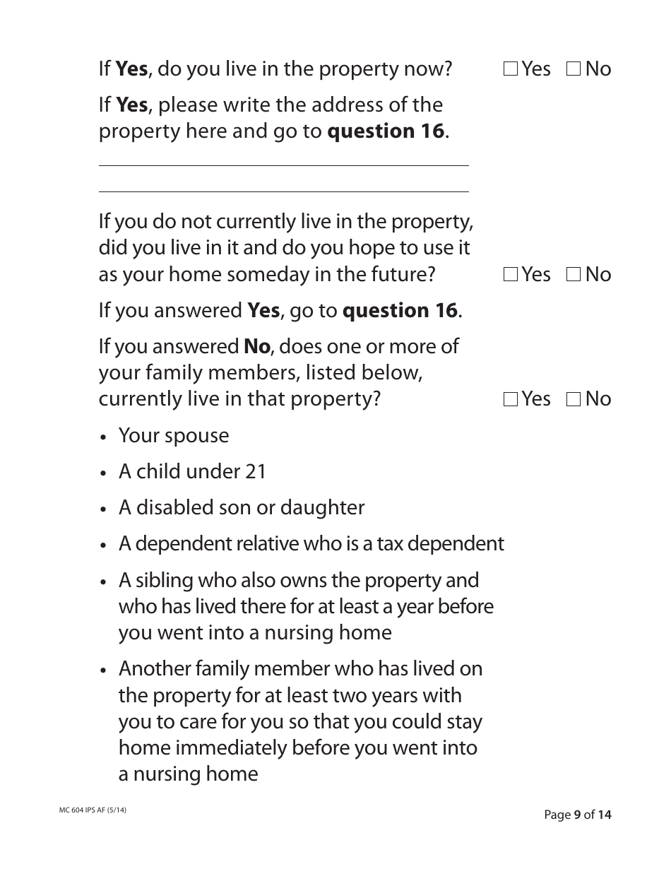 Form MC604 IPS AF Additional Income and Property Information Needed for Medi-Cal - California, Page 9