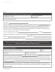 Document preview: Formulario MC604 MDV SPA Verificacion Del Medico Para Los Servicios Basados En El Hogar Y La Comunidad Bajo Provisiones Que Protegen Al Cuidador Conyuge Del Empobrecimiento - California (Spanish)