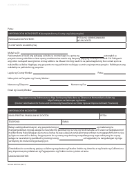 Document preview: Form MC604 MDV TAG Doctor's Verification for Home and Community Based Services Under Spousal Impoverishment Provisions - California (Tagalog)