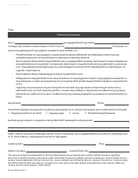 Form MC604 MDV TAG &quot;Doctor's Verification for Home and Community Based Services Under Spousal Impoverishment Provisions&quot; - California (Tagalog), Page 2