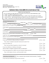 Form DMHC20-224 Independent Medical Review (Imr) Application/Complaint Form - California