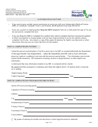 Form DMHC20-224 Independent Medical Review (Imr) Application/Complaint Form - California, Page 3