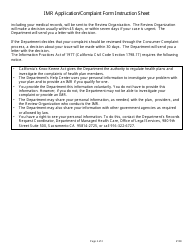Form DMHC20-224 Independent Medical Review (Imr) Application/Complaint Form - California, Page 5