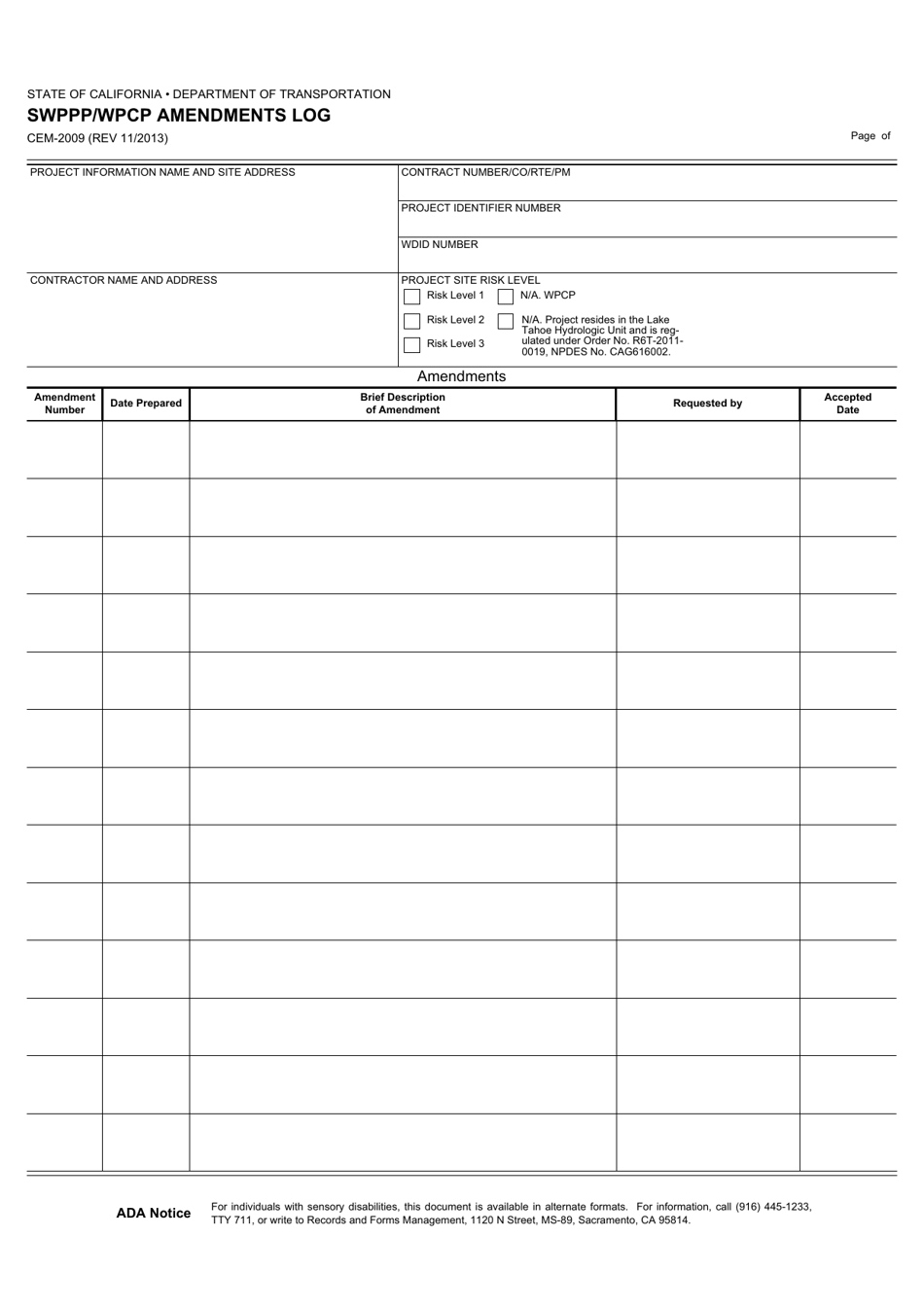 Form CEM2009 Download Fillable PDF or Fill Online Swppp/Wpcp