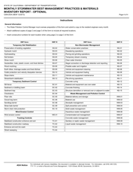 Form CEM-2034 &quot;Monthly Stormwater Best Management Practices &amp; Materials Inventory Report - Optional&quot; - California, Page 4