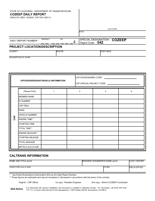 Form CEM-2101  Printable Pdf
