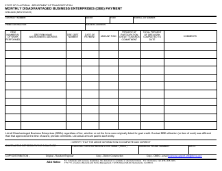 Document preview: Form CEM-2406 Monthly Disadvantaged Business Enterprises (Dbe) Payment - California
