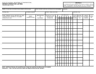 Document preview: Form CEM-2505 Owner-Operator Listing - California