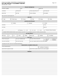 Document preview: Form CEM-3502 Hot Mix Asphalt Placement Report - California