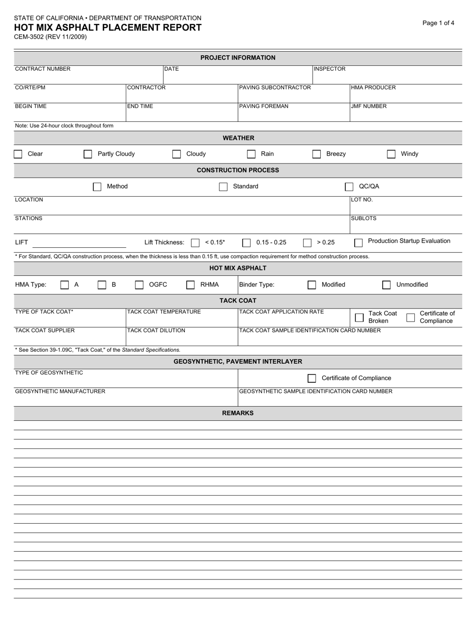 Form Cem-3502 - Fill Out, Sign Online And Download Fillable Pdf 