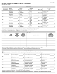 Form CEM-3502 &quot;Hot Mix Asphalt Placement Report&quot; - California, Page 2