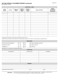 Form CEM-3502 &quot;Hot Mix Asphalt Placement Report&quot; - California, Page 3