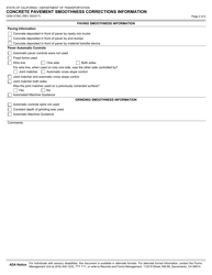 Form CEM-3736C &quot;Concrete Pavement Smoothness Corrections Information&quot; - California, Page 2