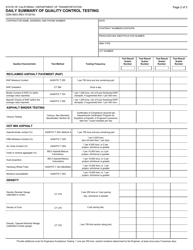 Form CEM-3803 &quot;Daily Summary of Quality Control Testing&quot; - California, Page 2