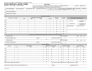 Document preview: Form CEM-4902 Extra Work Bill (Short Form) - California