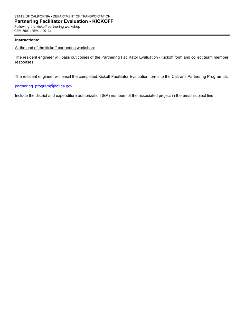 Form CEM-5501 Partnering Facilitator Evaluation - Kickoff - California, Page 2