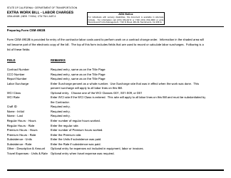 Form CEM-4902B Extra Work Bill - Labor Charges - California, Page 2
