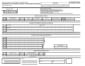 Document preview: Form CEM-6003 Progress Pay-Estimate Project Initiation or Update - California