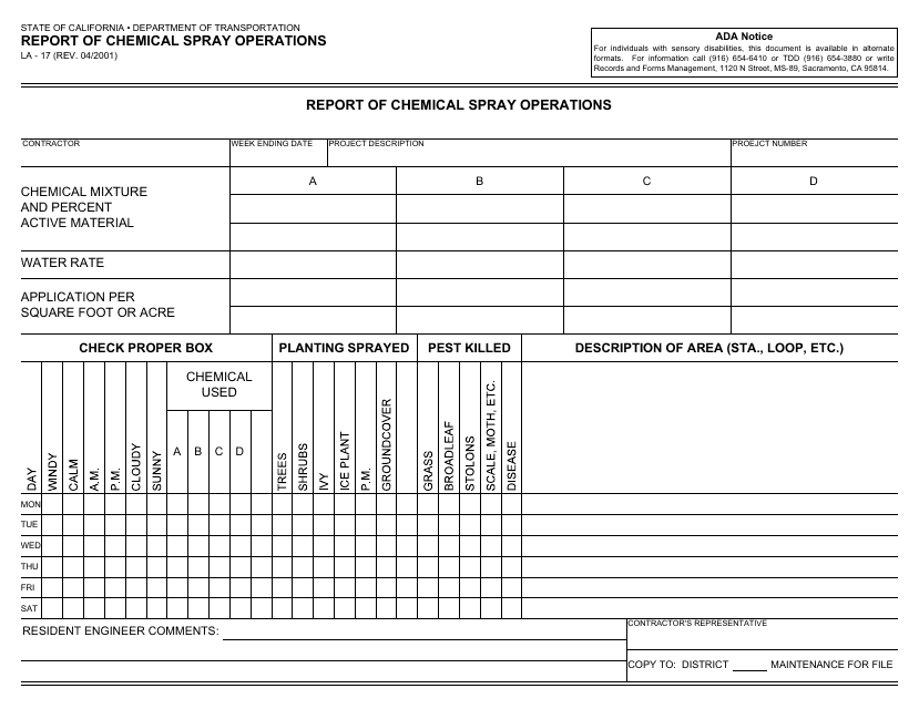 Form LA-17 Printable Pdf