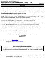 Formulario OBEO-0002ES &quot;Formulario De Quejas De Discriminacion Del Titulo VI Y Otras&quot; - California (Spanish), Page 3