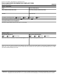 Document preview: Form OBEO-0002 Title VI and Other Discrimination Complaint Form - California