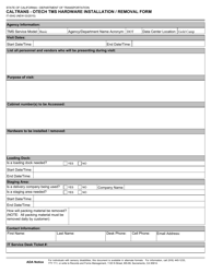 Form IT-0042 &quot;Caltrans - Otech Tms Hardware Installation/Removal Form&quot; - California