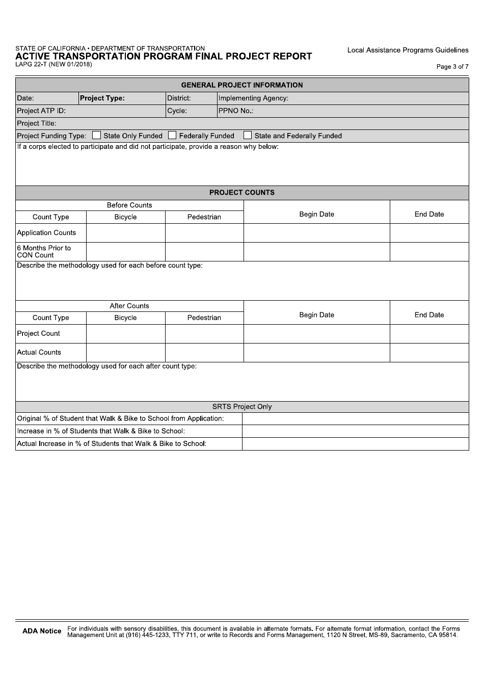 Form LAPG22-T Active Transportation Program Final Project Report - California, Page 3