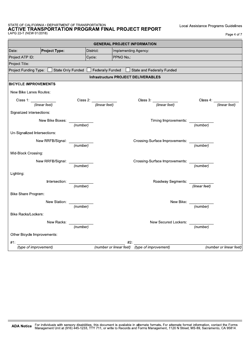 Form LAPG22-T Active Transportation Program Final Project Report - California, Page 4