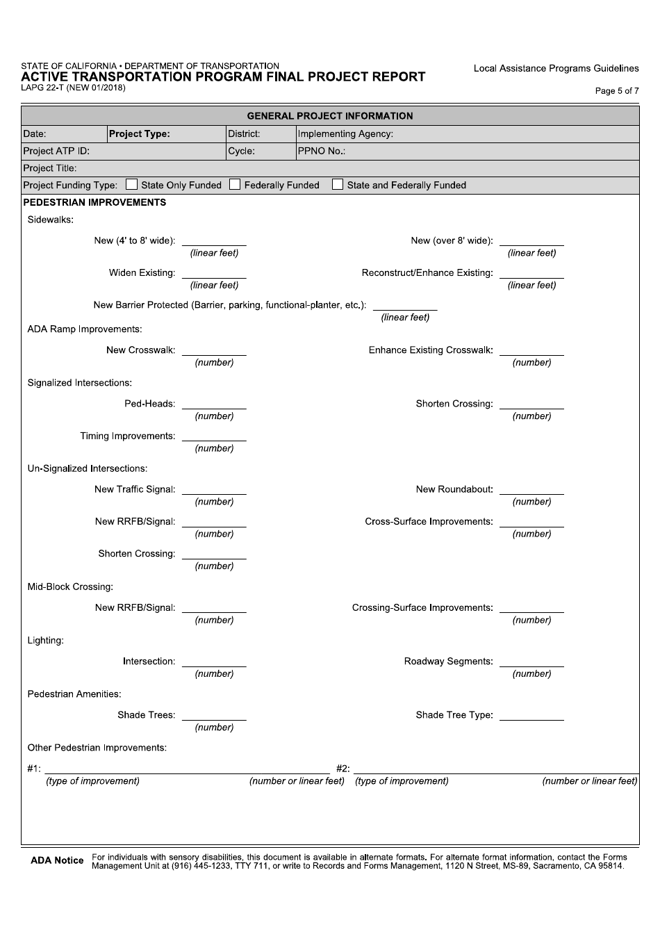 Form LAPG22-T Active Transportation Program Final Project Report - California, Page 5