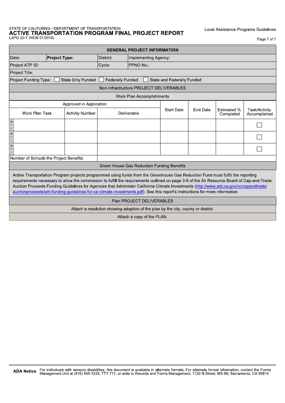 Form LAPG22-T Active Transportation Program Final Project Report - California, Page 7