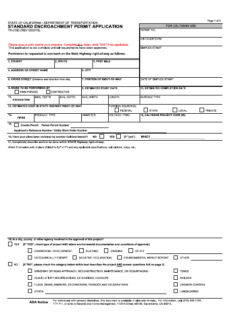 Form TR-0100  Printable Pdf