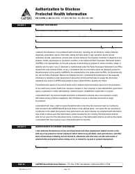 Document preview: Form PERS-BSD-35 Authorization to Disclose Protected Health Information - California