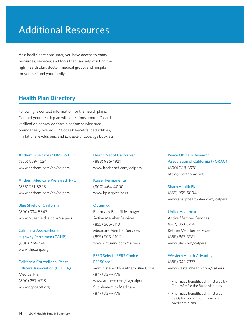 Health Benefit Summary - California, Page 16