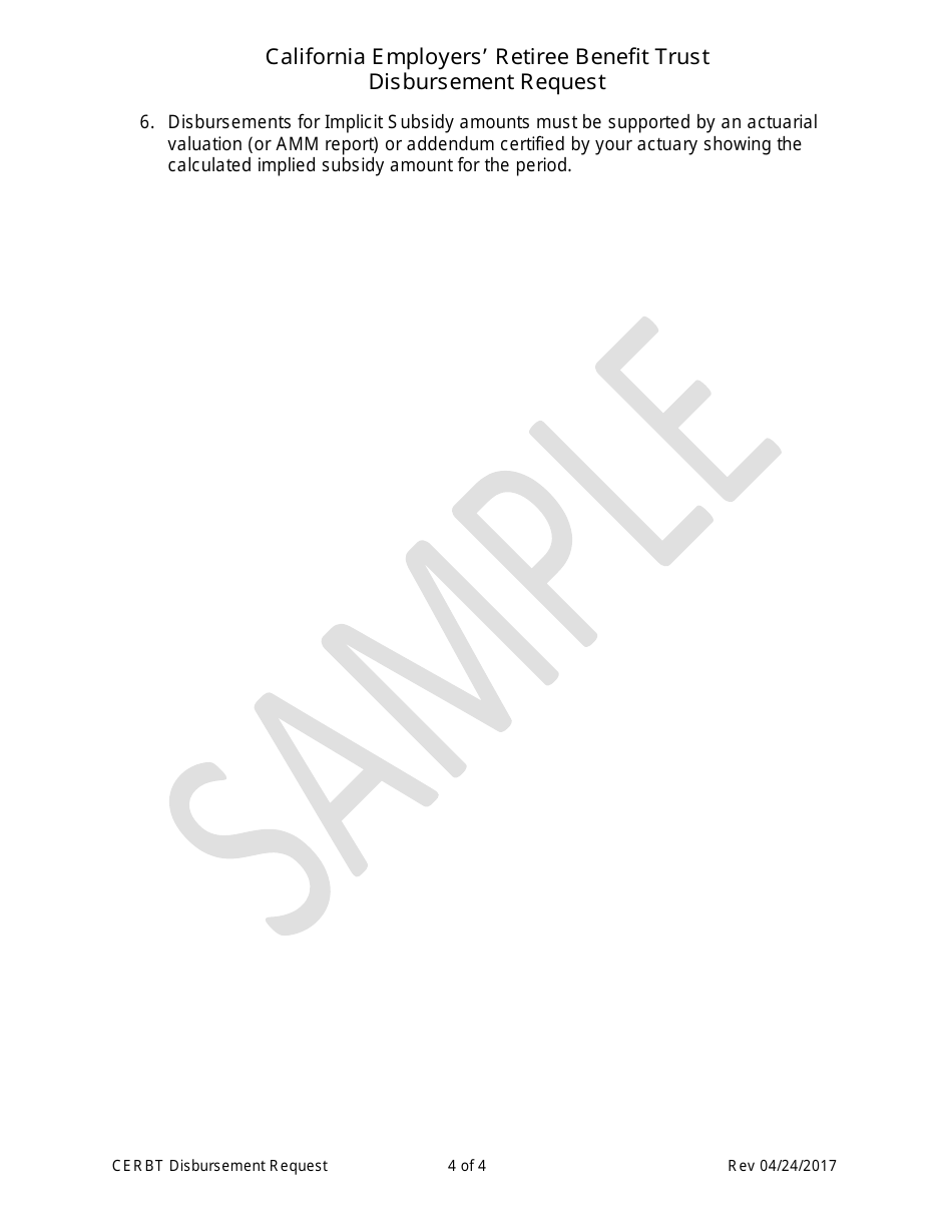 California Employers Retiree Benefit Trust Disbursement Request Form - California, Page 4