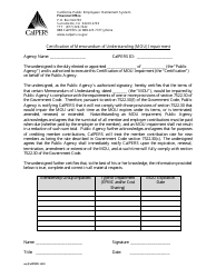 Document preview: Form 1420 Certification of Memorandum of Understanding (Mou) Impairment - California