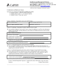 Document preview: Form for Certification of Medicare Status - California