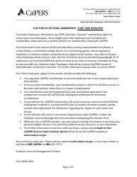 Form my|CalPERS0843 &quot;Election of Optional Membership - Part-Time Employee&quot; - California